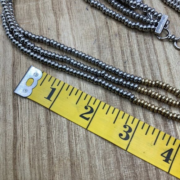 Lucky Brand Multi Strands Beaded Gold & Silver Tone Necklace - Picture 4 of 5